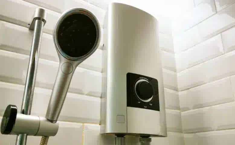 A Tankless Water Heater in a Shower.