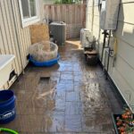 Outdoor Patio in San Jose showing wall mounted tankless water heater